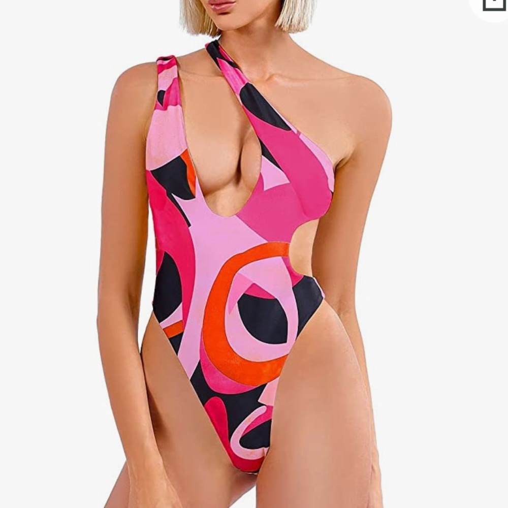 colorful one piece swimsuit